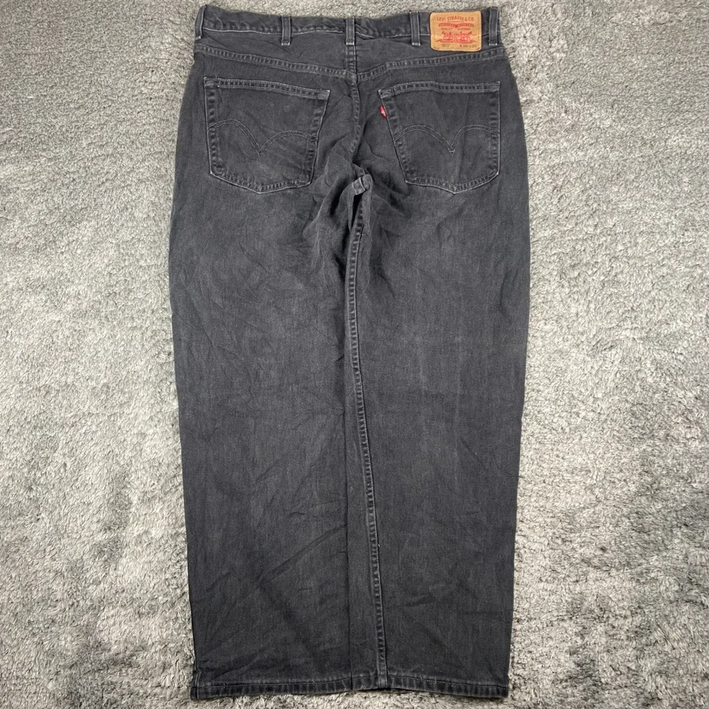 Vintage Levi 550 Jeans Mens 38x30 Black Denim Relaxed Fit Tapered Leg Pants‎ Y2k